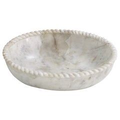 Oval Rope Bowl in White Marble Handcrafted in India by Stephanie Odegard