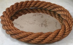 Oval Rope Mirror Audoux Minet, circa 1960