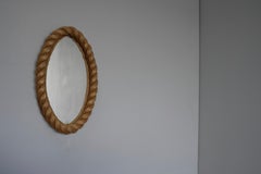 Miroir ovale en corde par Adrien Audoux et Frida Minet, France, années 1950