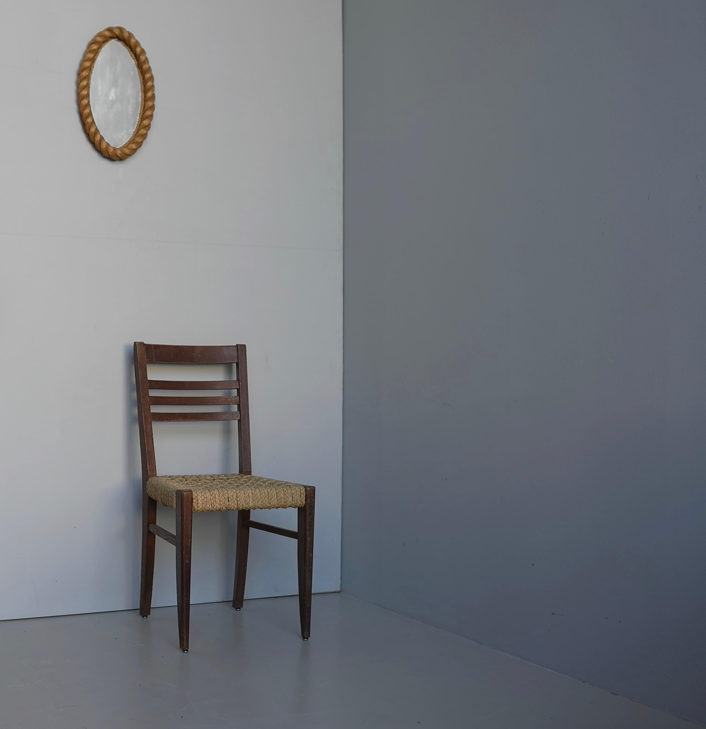 Francese Specchio ovale in corda di Adrien Audoux and Frida Minet, Francia, anni '50 in vendita