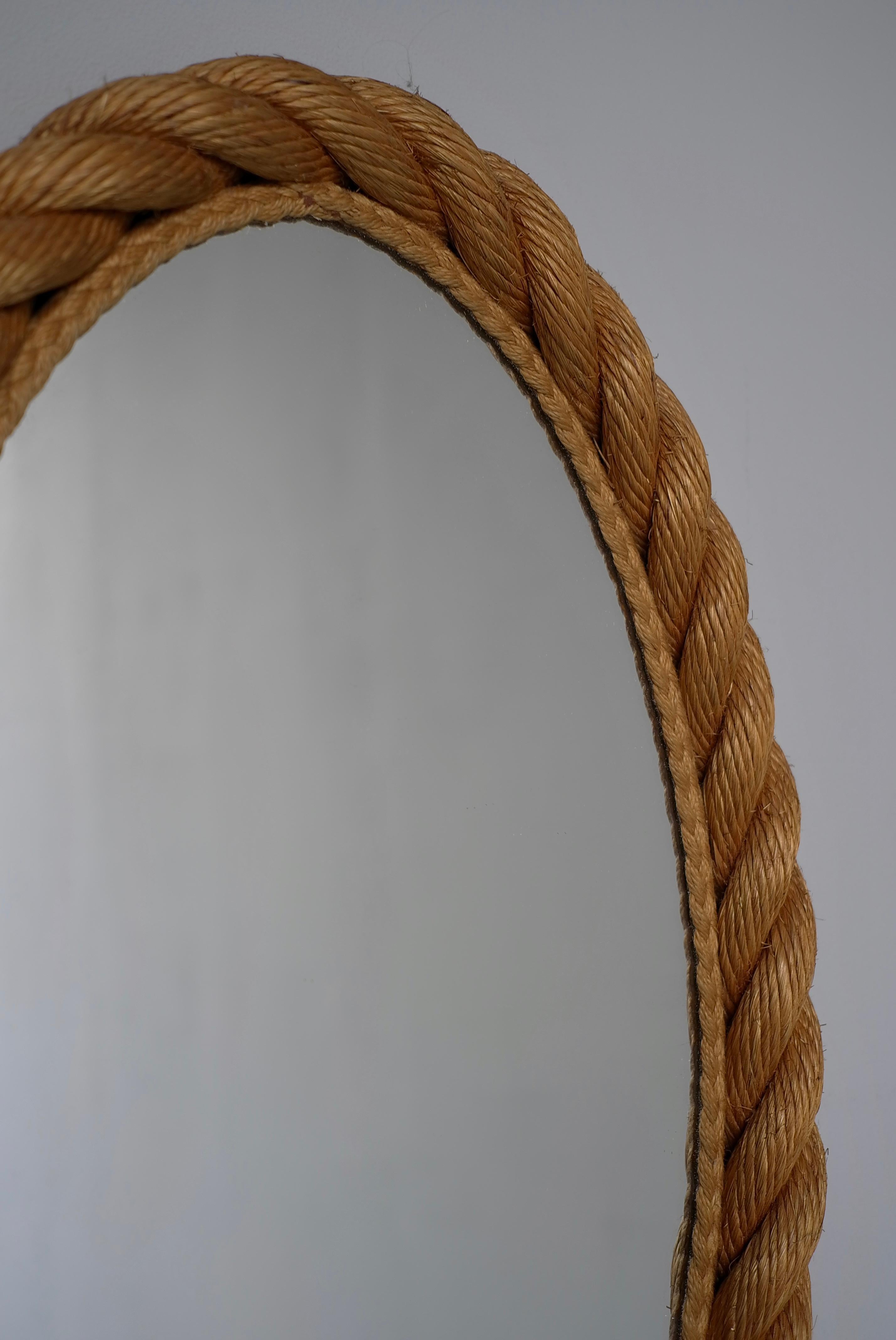 Oval Rope Mirror by Adrien Audoux and Frida Minet, France, 1950s 2