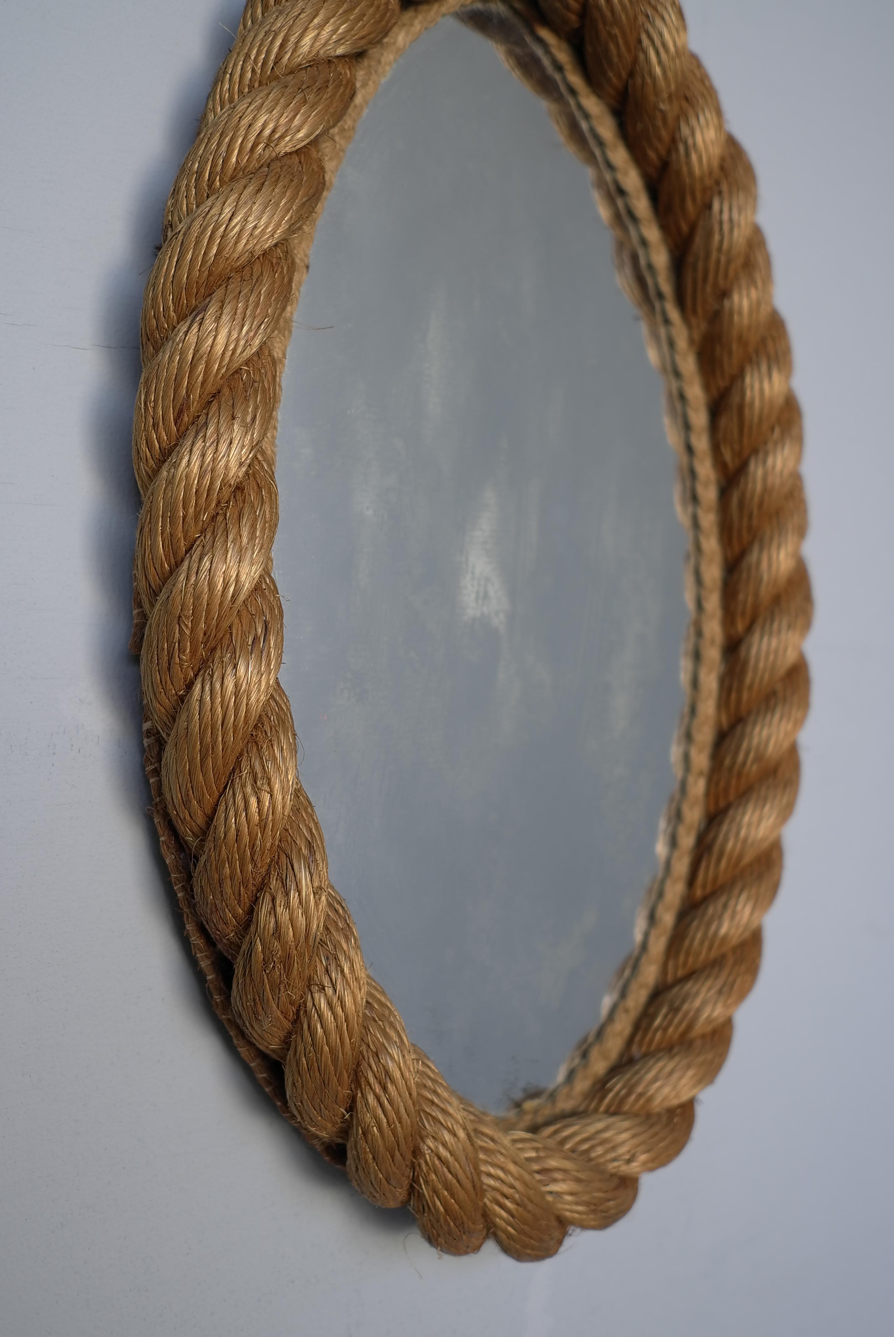 Specchio ovale in corda di Adrien Audoux and Frida Minet, Francia, anni '50 in vendita 1