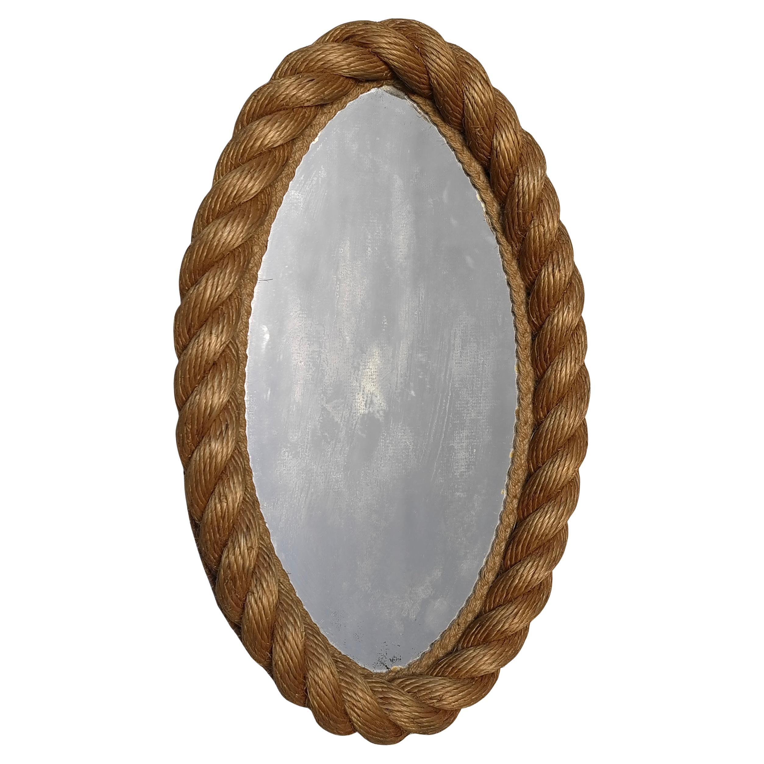 Specchio ovale in corda di Adrien Audoux and Frida Minet, Francia, anni '50 in vendita 2