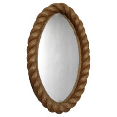 Oval Rope Mirror by Adrien Audoux and Frida Minet, France, 1950s