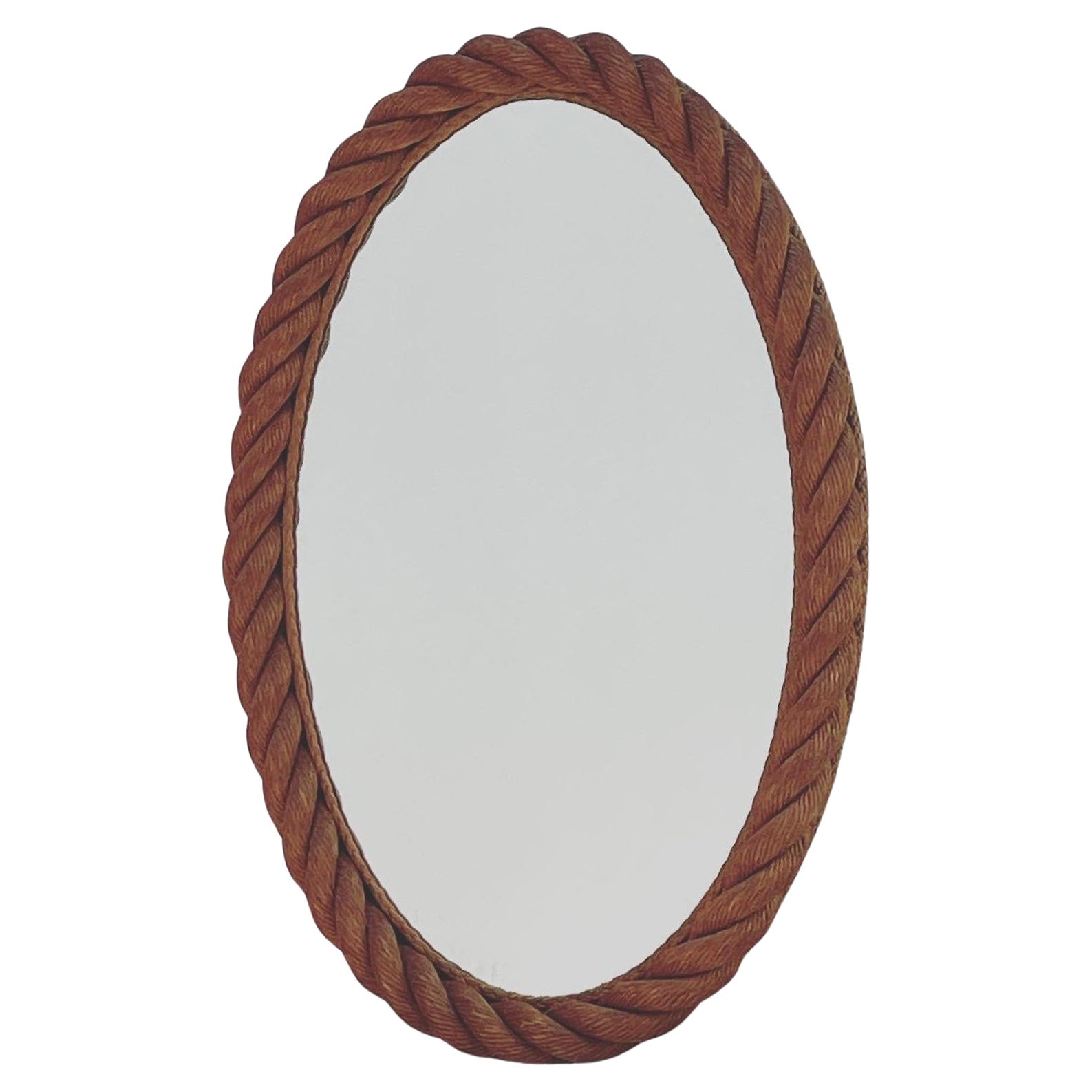 Oval rope mirror by Audoux et Minnet, France
