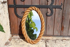 Miroir ovale « Rope » d'Audoux Minnet, années 60