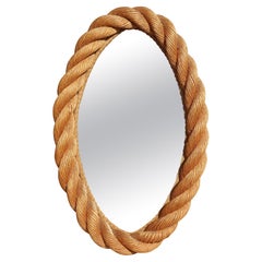 Miroir ovale « Rope » d'Audoux Minnet, années 60