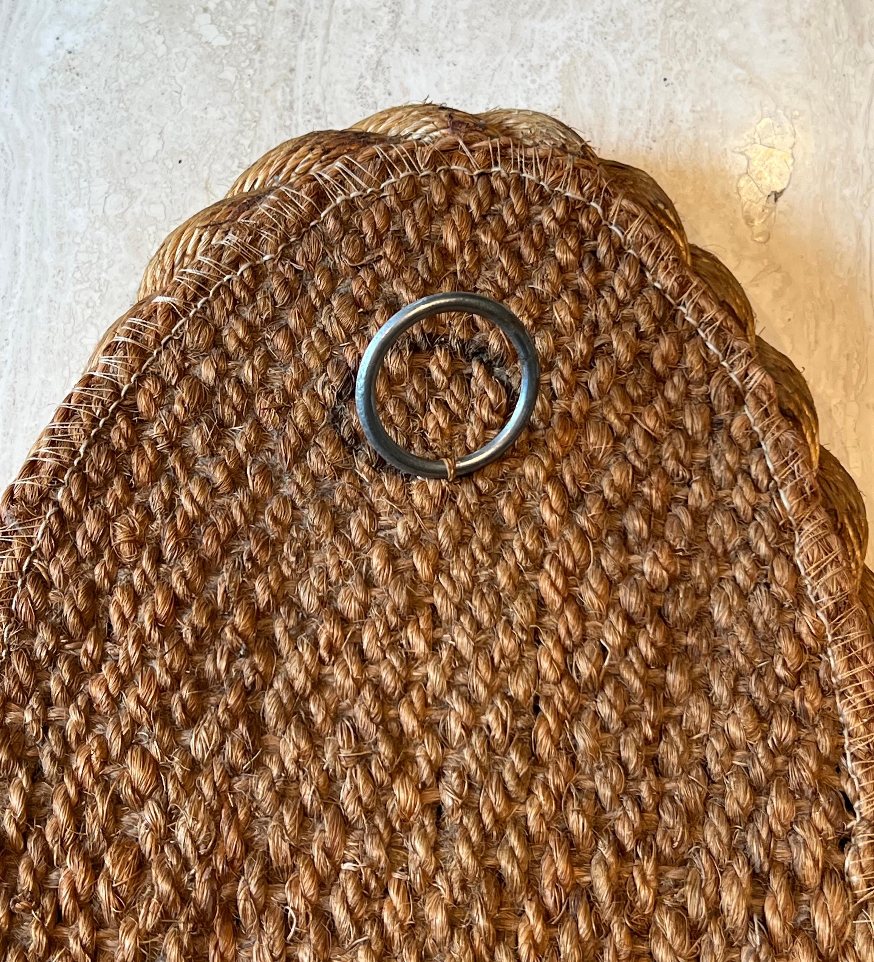 Oval Rope Mirror in the Style of Adrien Audoux and Frida Minet. Circa 1950 im Angebot 3
