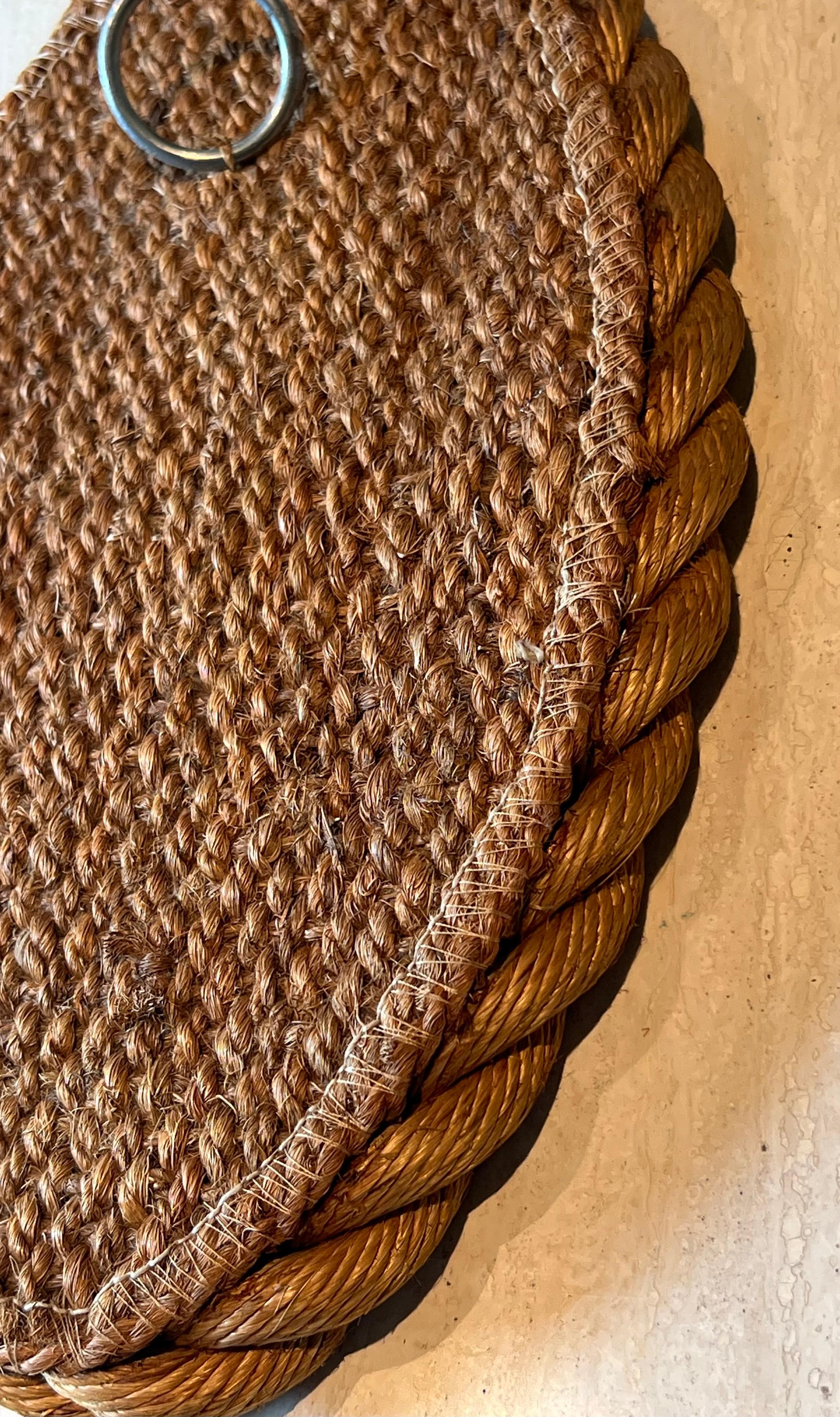 Oval Rope Mirror in the Style of Adrien Audoux and Frida Minet. Circa 1950 im Angebot 4