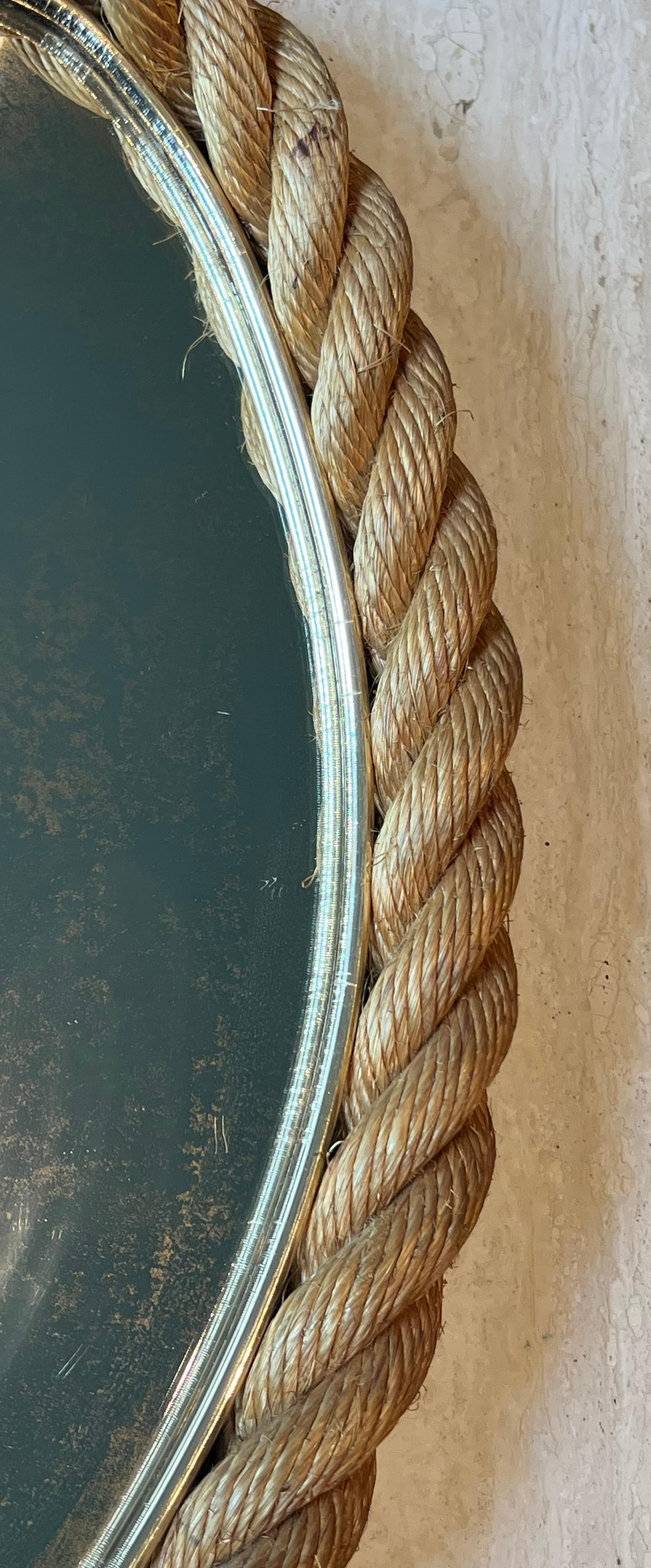 Oval Rope Mirror in the Style of Adrien Audoux and Frida Minet. Circa 1950 im Angebot 9