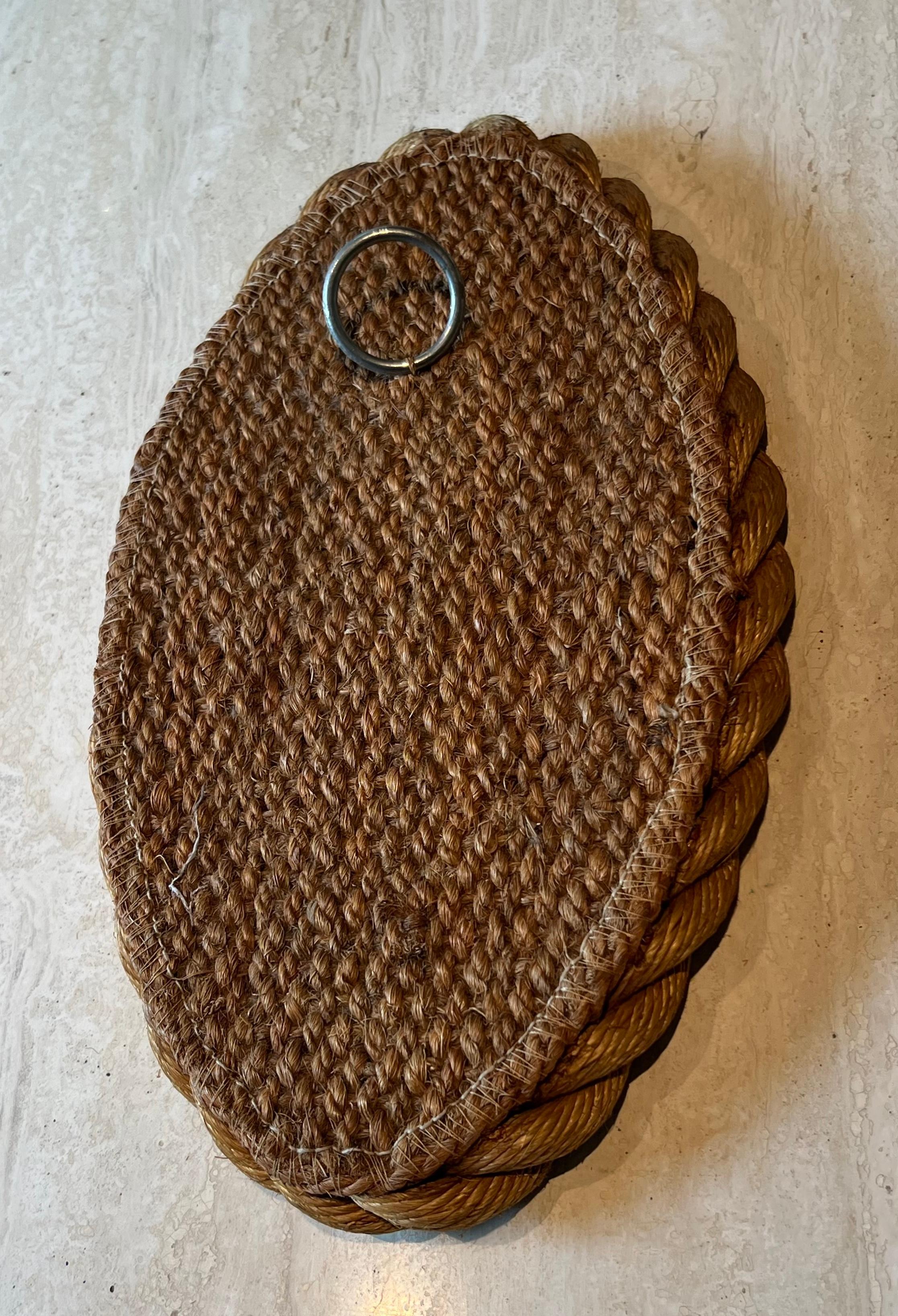 Oval Rope Mirror in the Style of Adrien Audoux and Frida Minet. Circa 1950 im Angebot 10