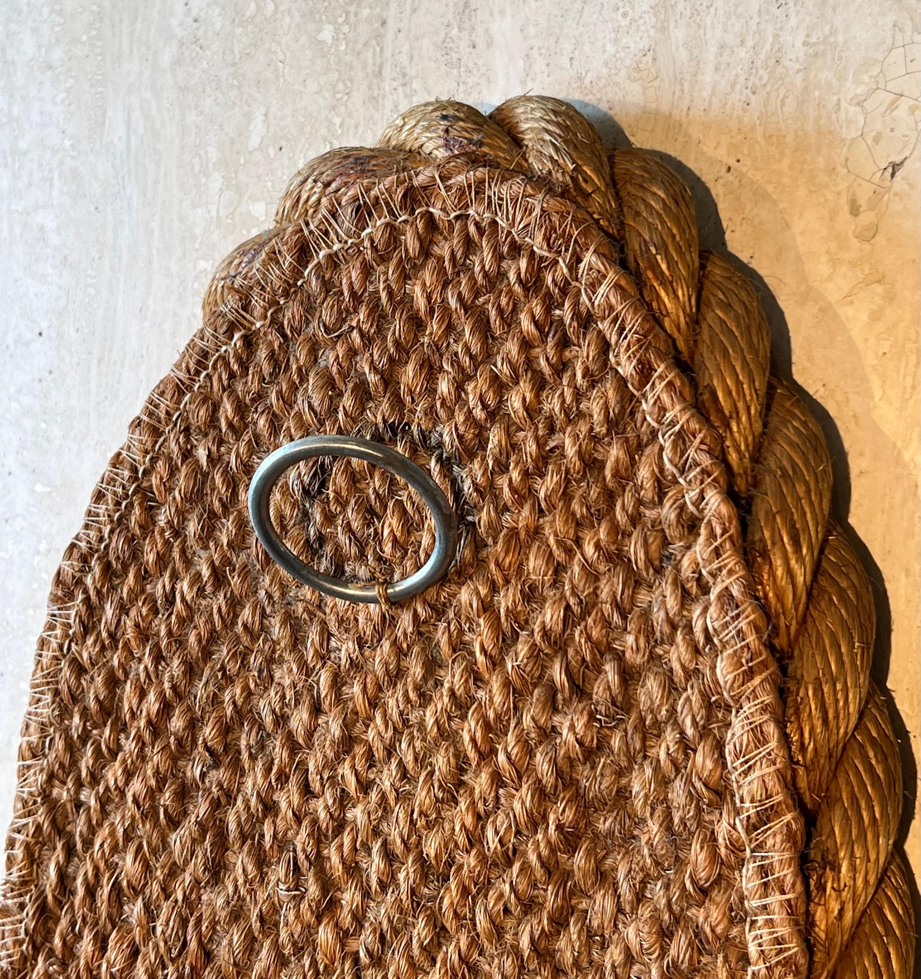 Oval Rope Mirror in the Style of Adrien Audoux and Frida Minet. Circa 1950 im Angebot 11
