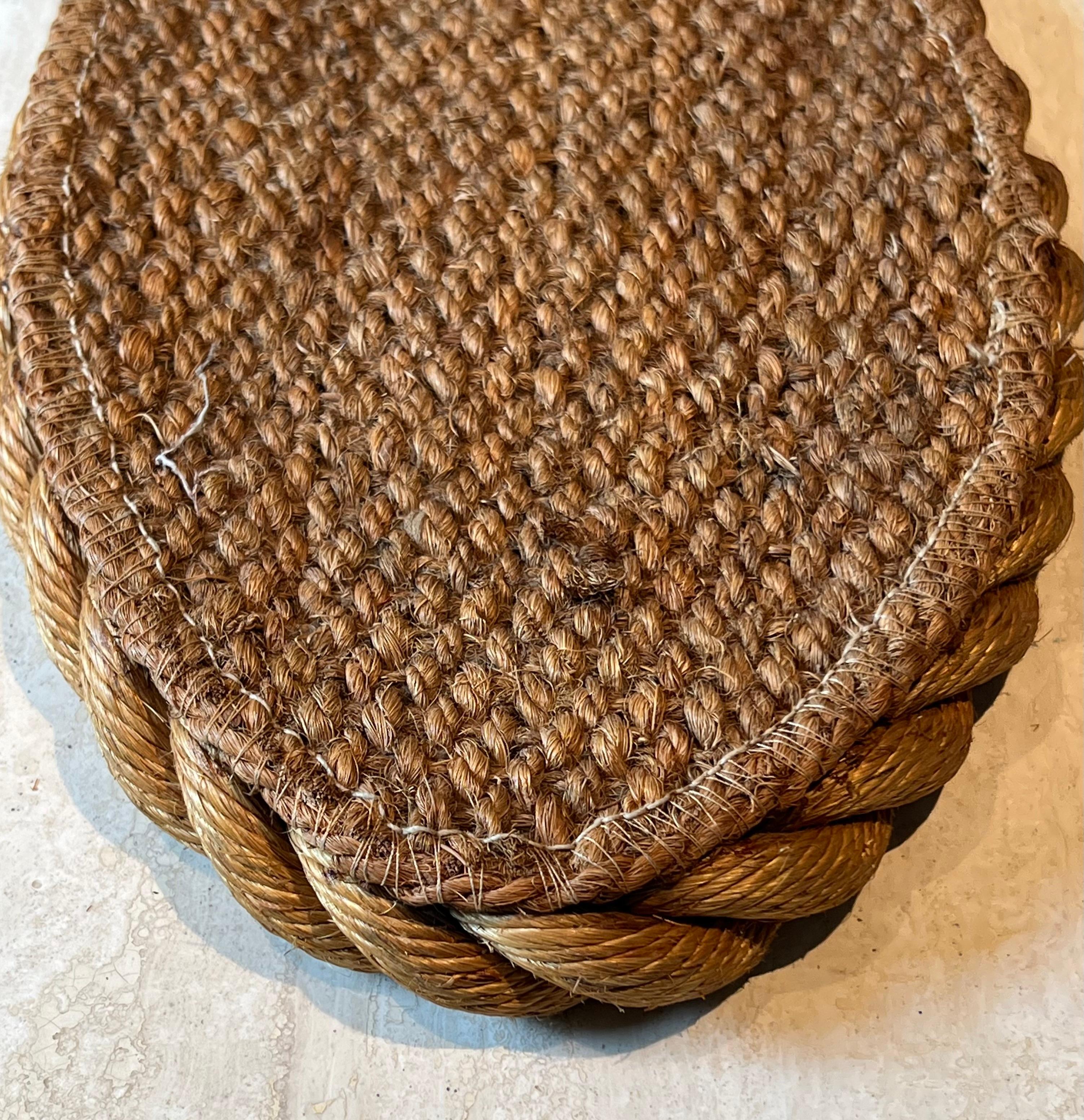 Oval Rope Mirror in the Style of Adrien Audoux and Frida Minet. Circa 1950 im Angebot 12