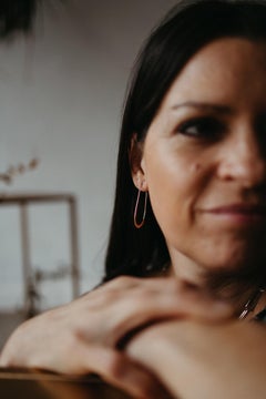 Oval Rose Gold Delicate Wire Hoop Earrings in 14K Gold