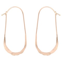 Used Oval Rose Gold Delicate Wire Hoop Earrings in 14K Gold