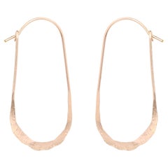 Oval Rose Gold Delicate Wire Hoop Earrings in 14K Gold