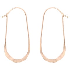 Oval Rose Gold Delicate Wire Hoop Earrings in 14K Gold