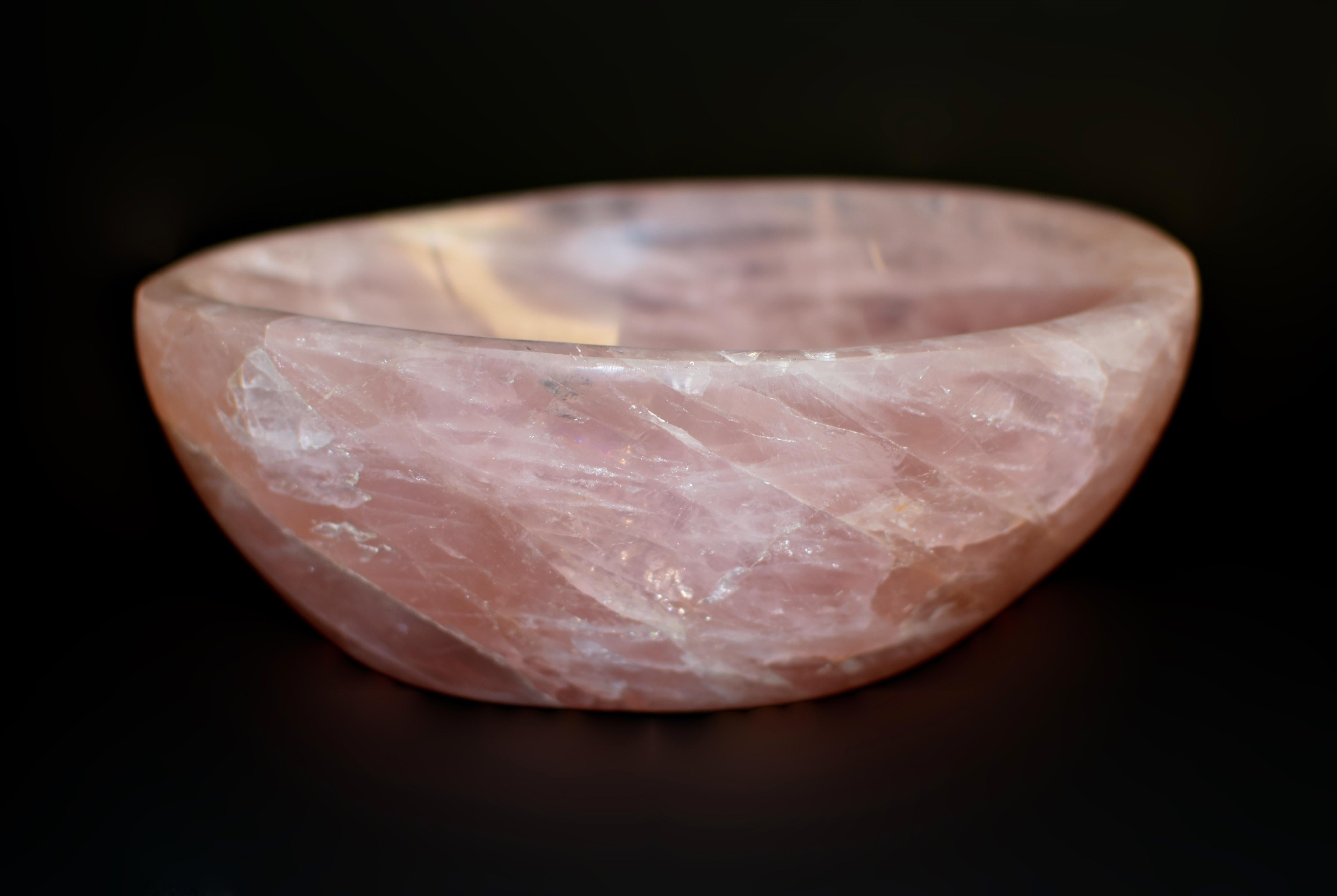 Oval Rose Quartz Bowl 7.25