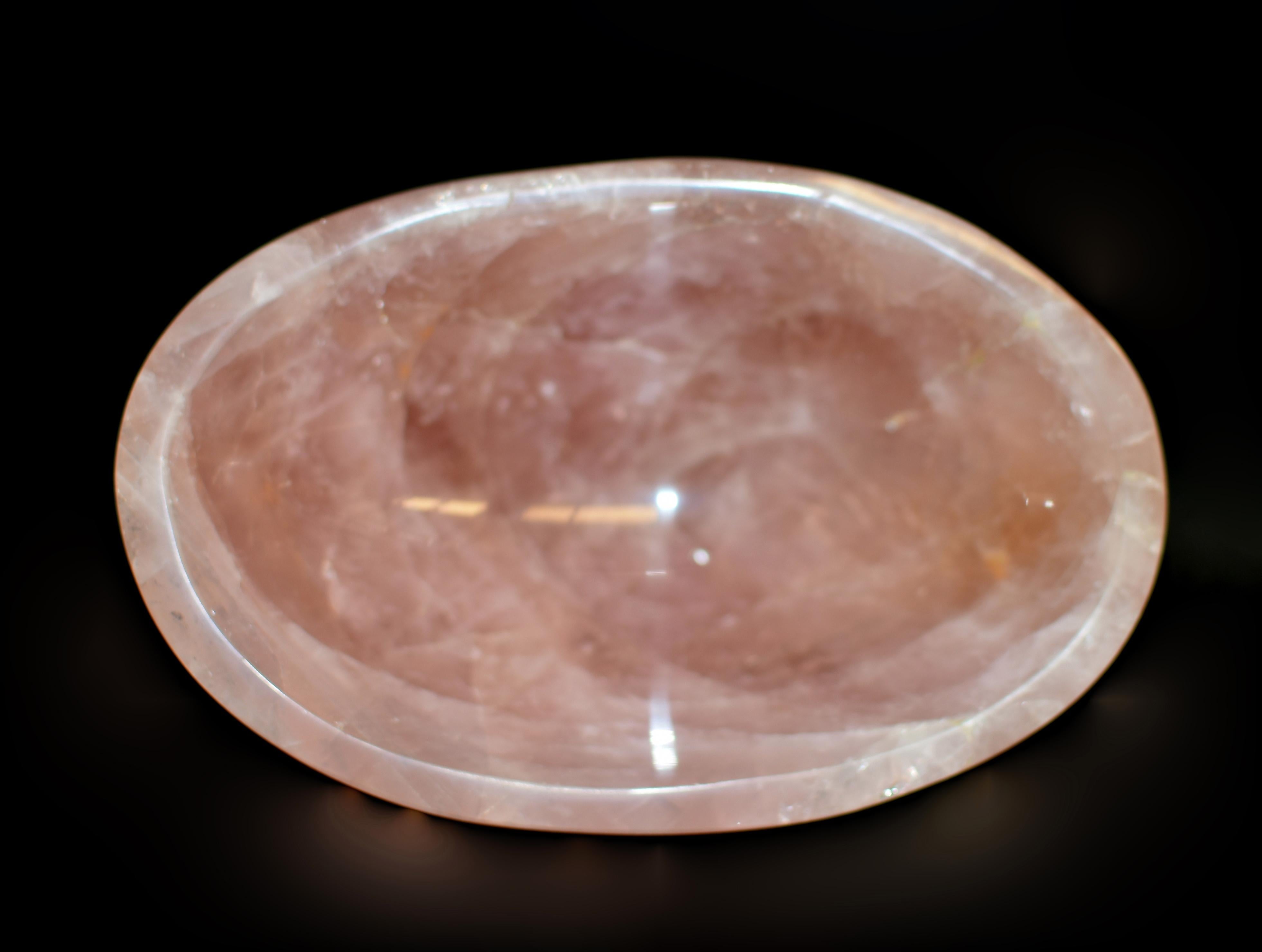 Oval Rose Quartz Bowl 7.25