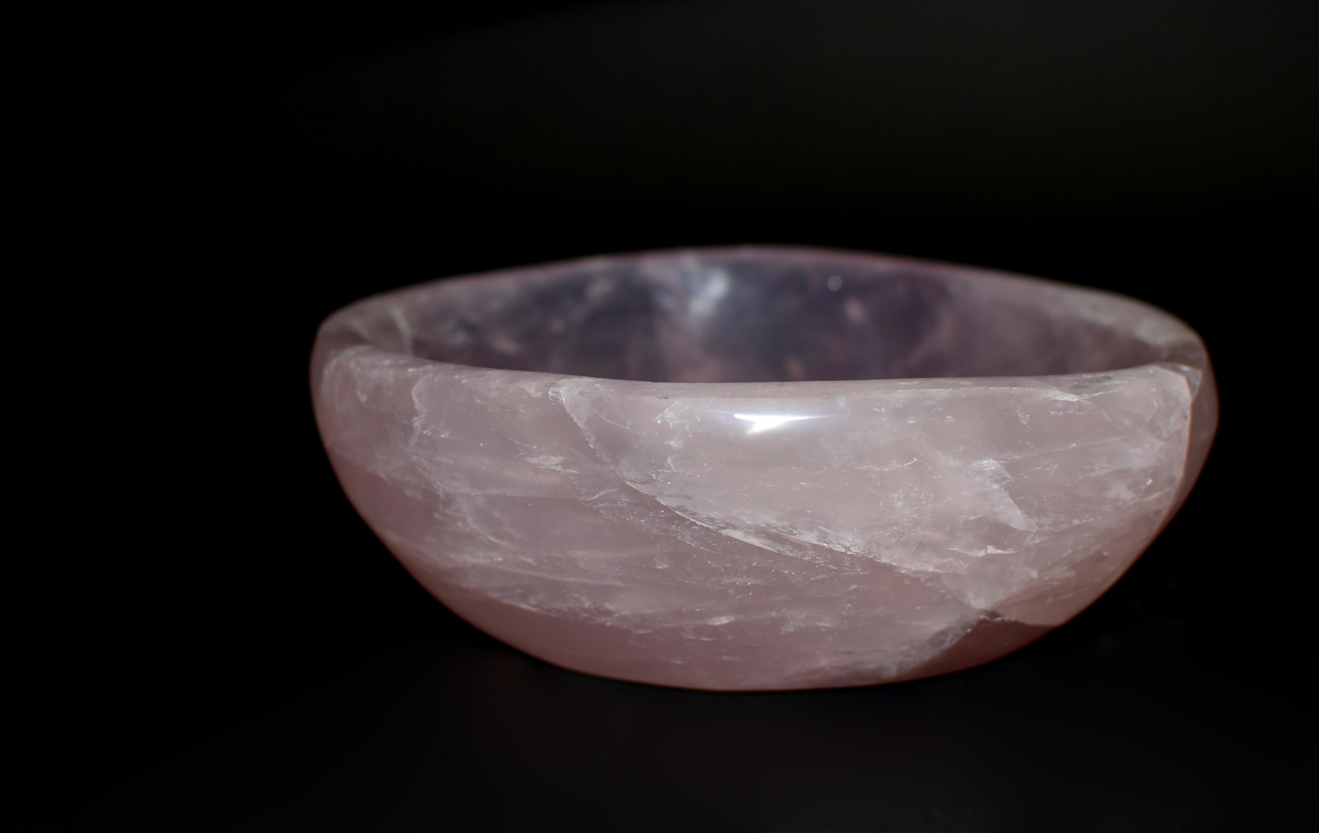 Oval Rose Quartz Bowl 5 lb For Sale 4