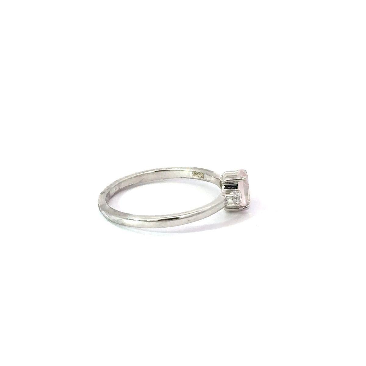 For Sale:  Oval Rose Quartz & CZ Single Stone Ring in 925 Sterling Silver for Girlfriend 3