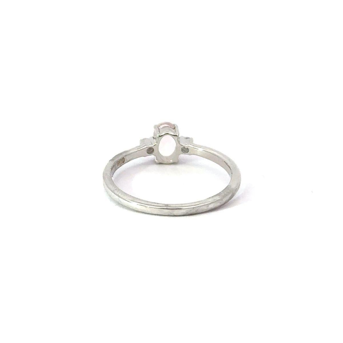 For Sale:  Oval Rose Quartz & CZ Single Stone Ring in 925 Sterling Silver for Girlfriend 7