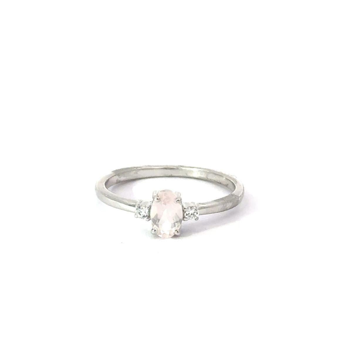 For Sale:  Oval Rose Quartz & CZ Single Stone Ring in 925 Sterling Silver for Girlfriend 8