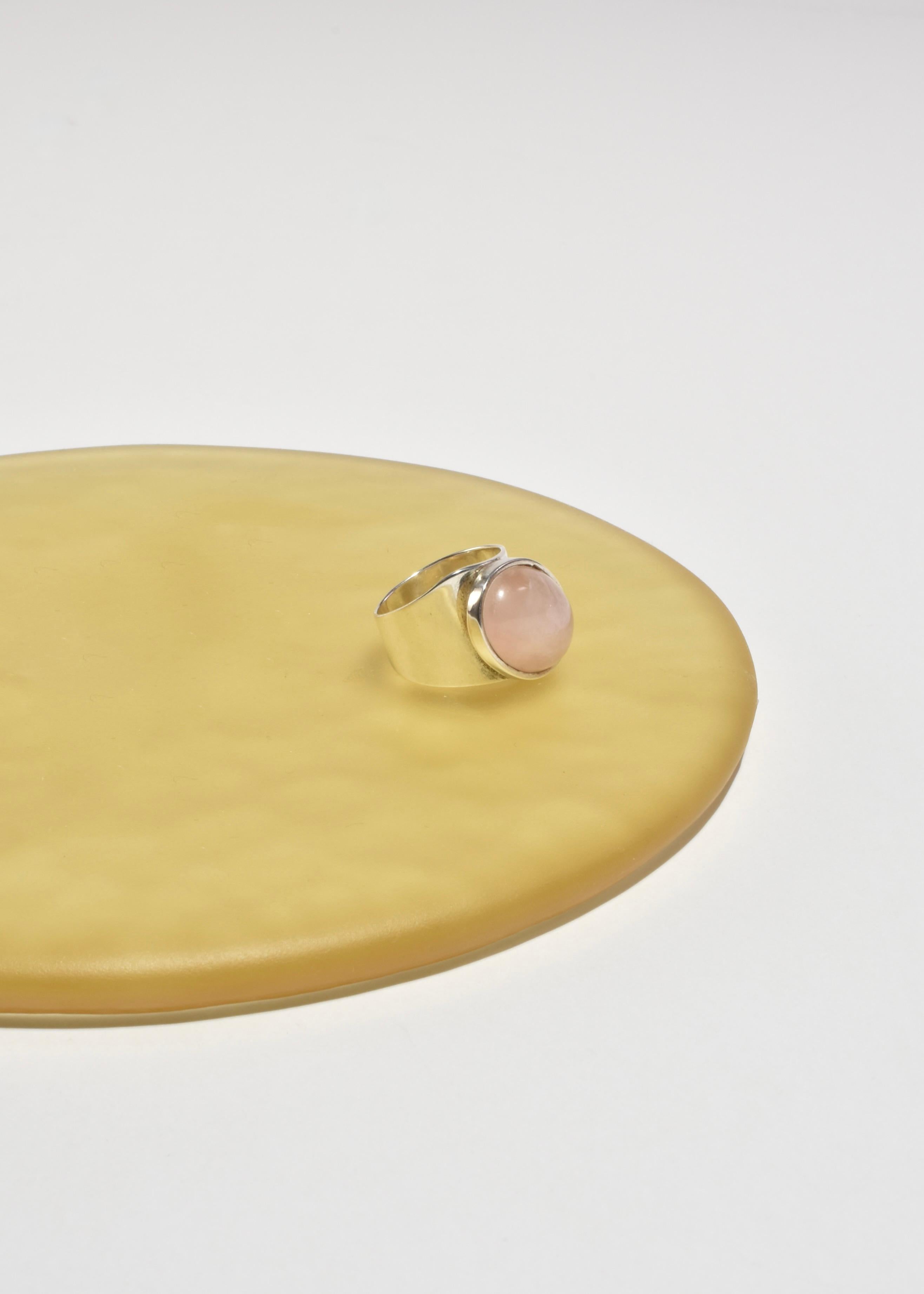 Cabochon Oval Rose Quartz Ring For Sale