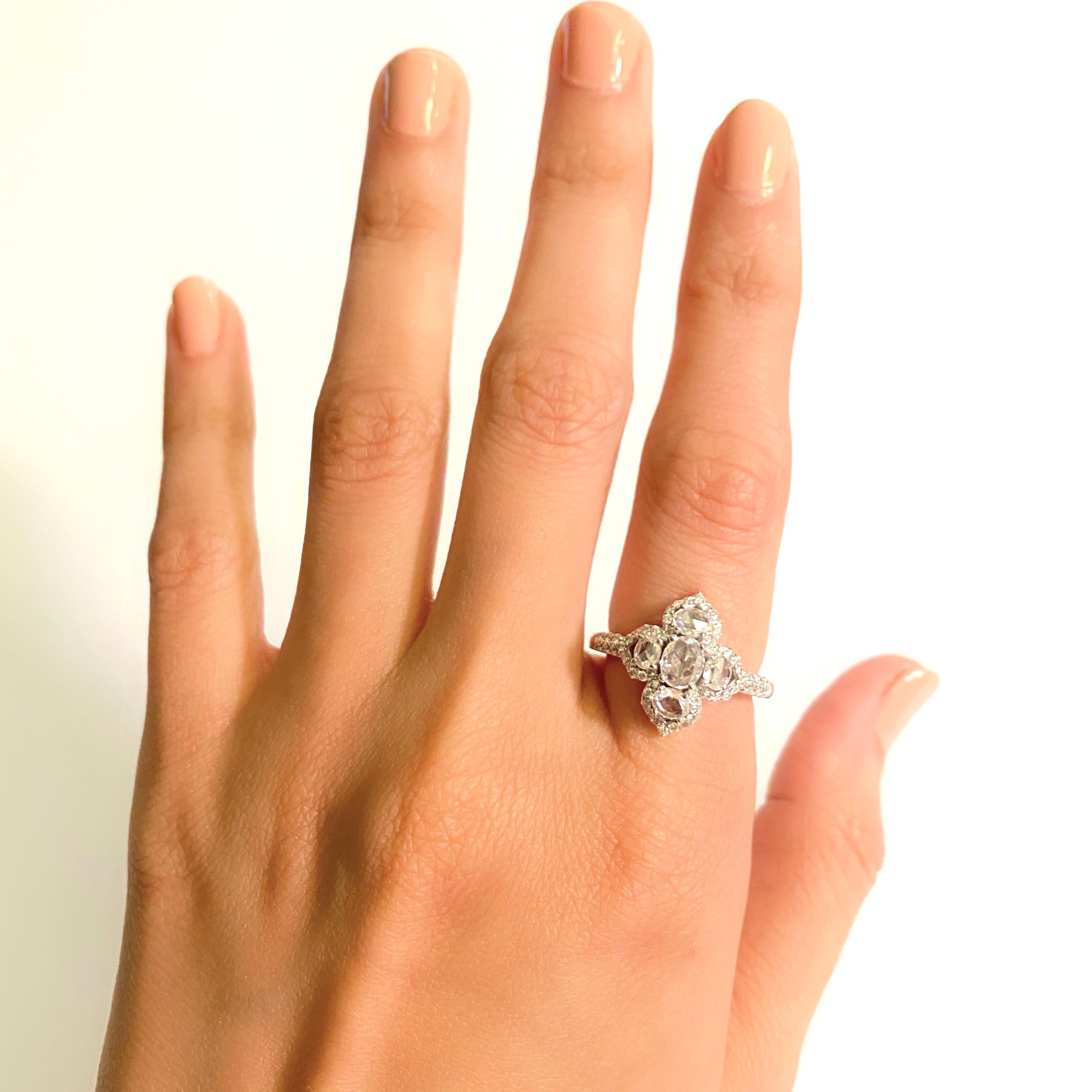 oval rose cut diamond ring