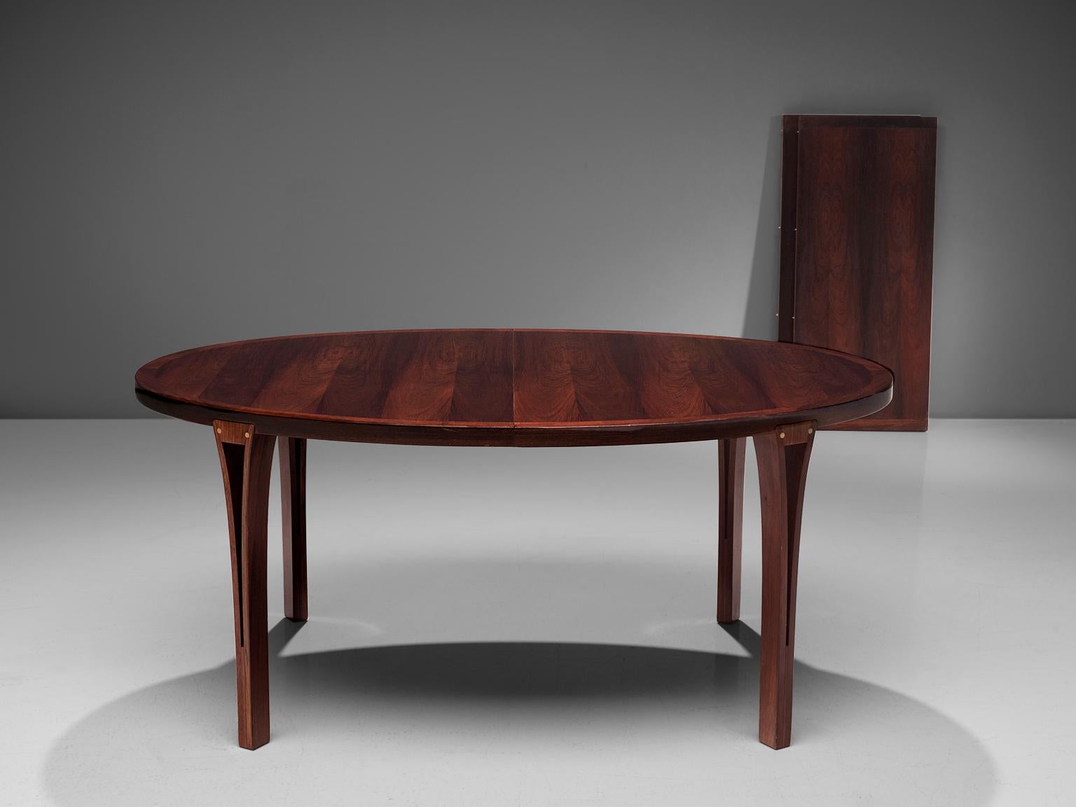 Oval Rosewood Dining Table with Brass Details 2