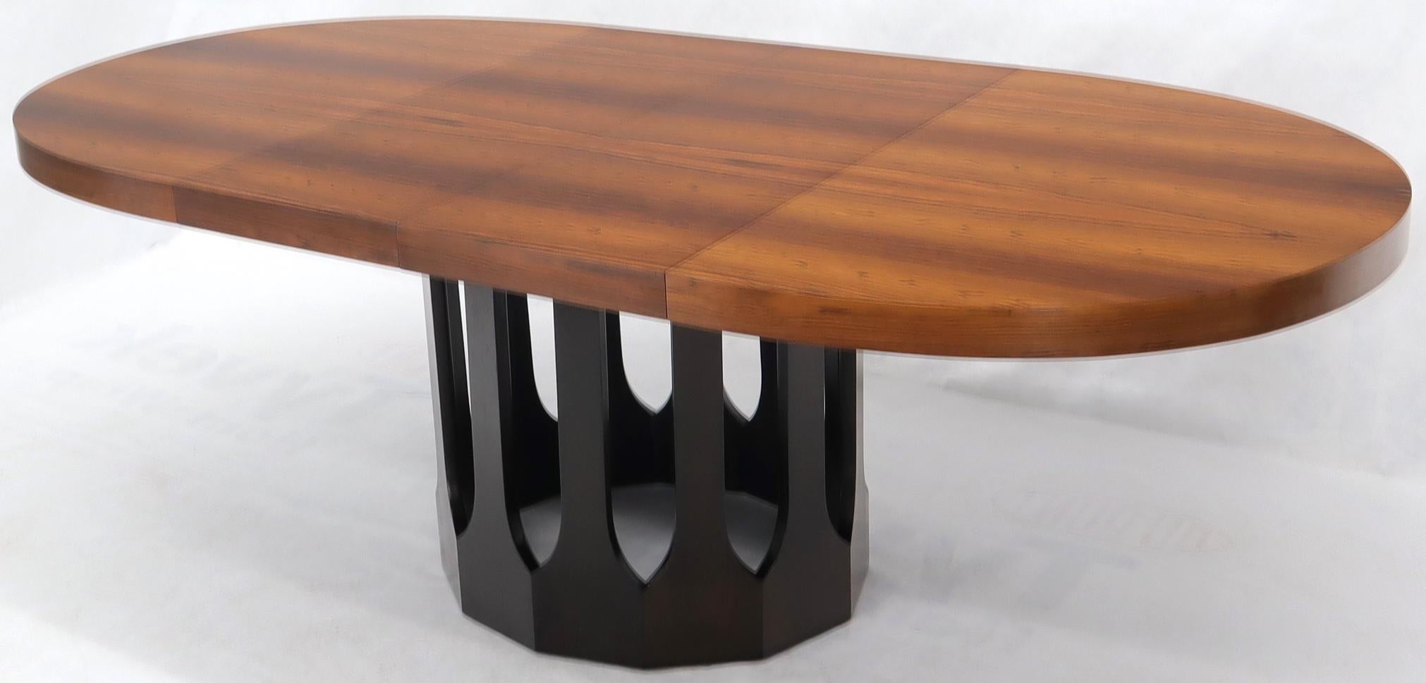 Oval Rosewood Ebonized Solid Mahogany Base Dining Table by Harvey Probber 2 Leaf 2