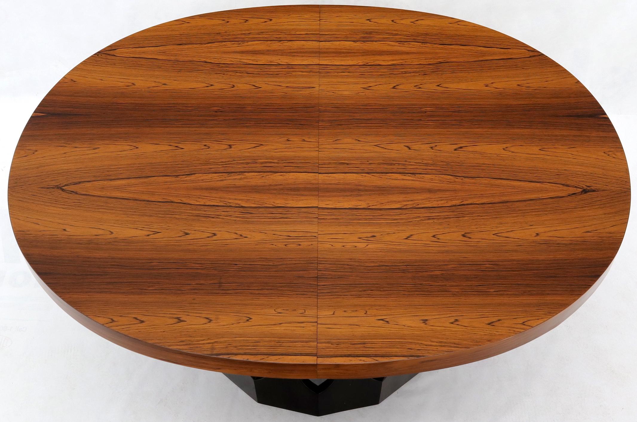 American Oval Rosewood Ebonized Solid Mahogany Base Dining Table by Harvey Probber 2 Leaf