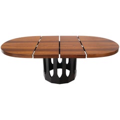 Oval Rosewood Ebonized Solid Mahogany Base Dining Table by Harvey Probber 2 Leaf