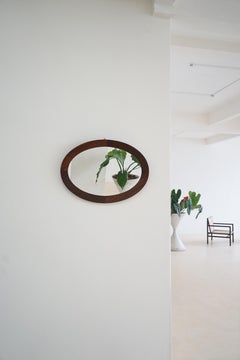 Specchio ovale in palissandro di Celina Decorações, design brasiliano del Medioevo, anni '60