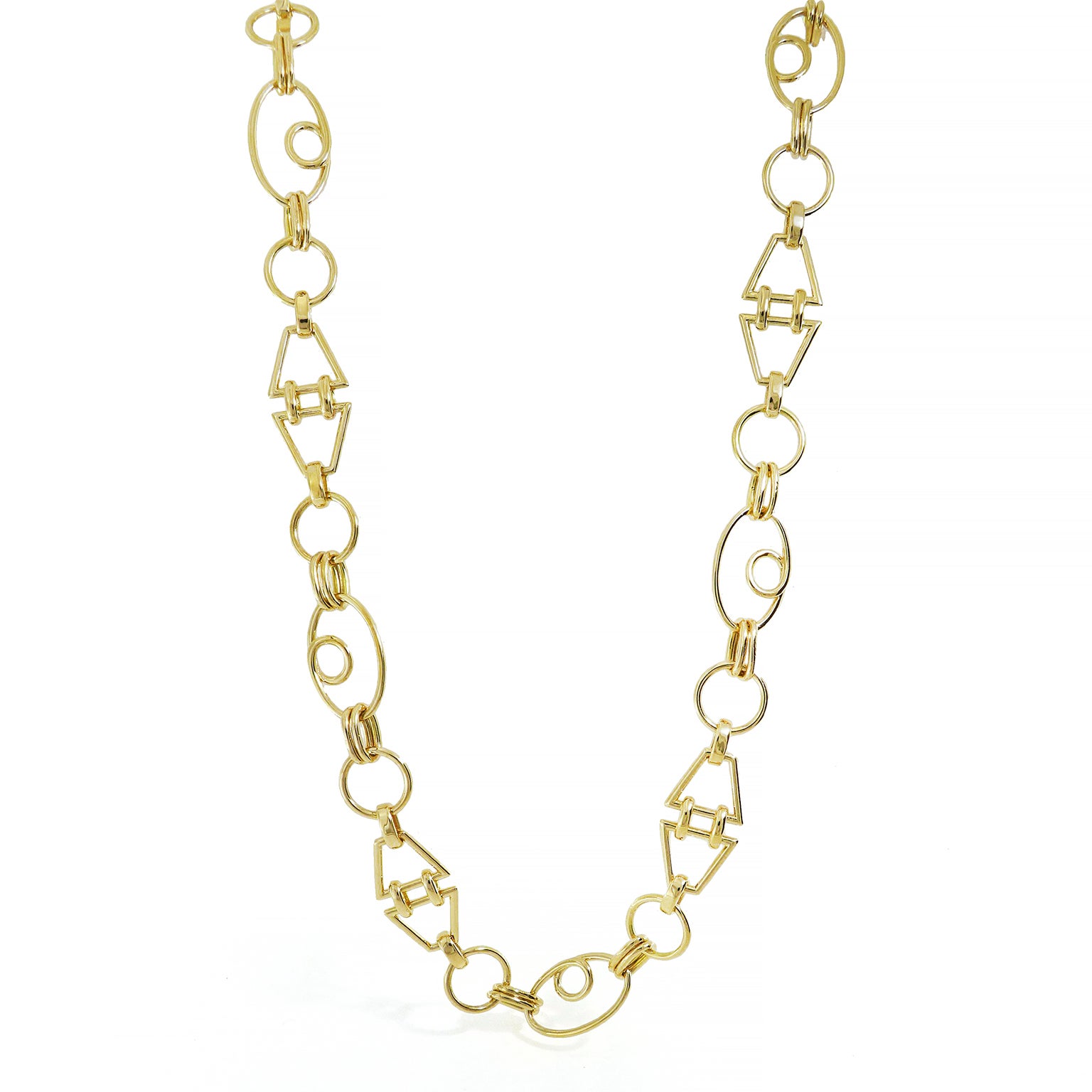 Oval, Round and Triangle Chain Necklace