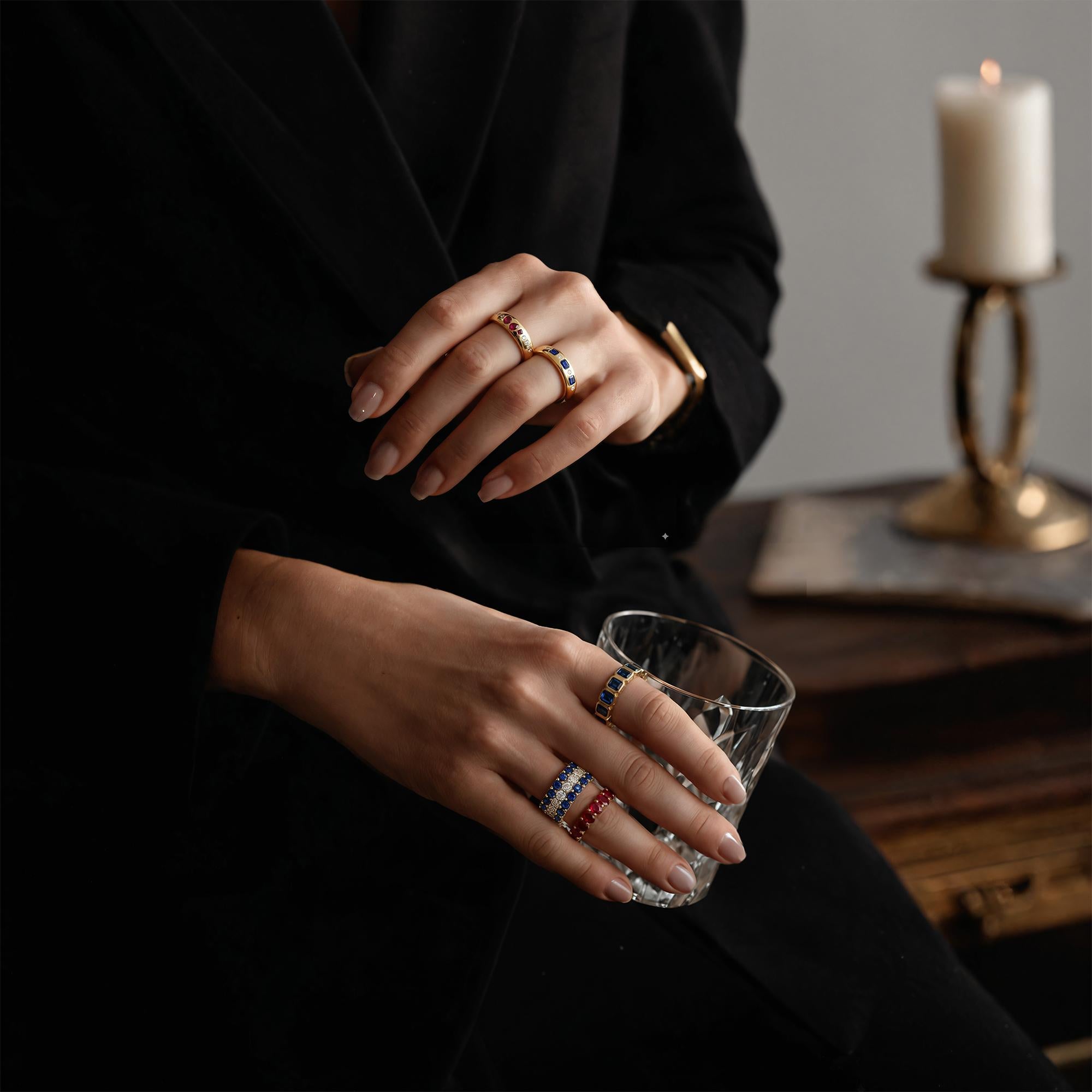 En vente� :  Bague d'éternité en or jaune 14K (ou 18k sur demande) avec rubis ovale 2