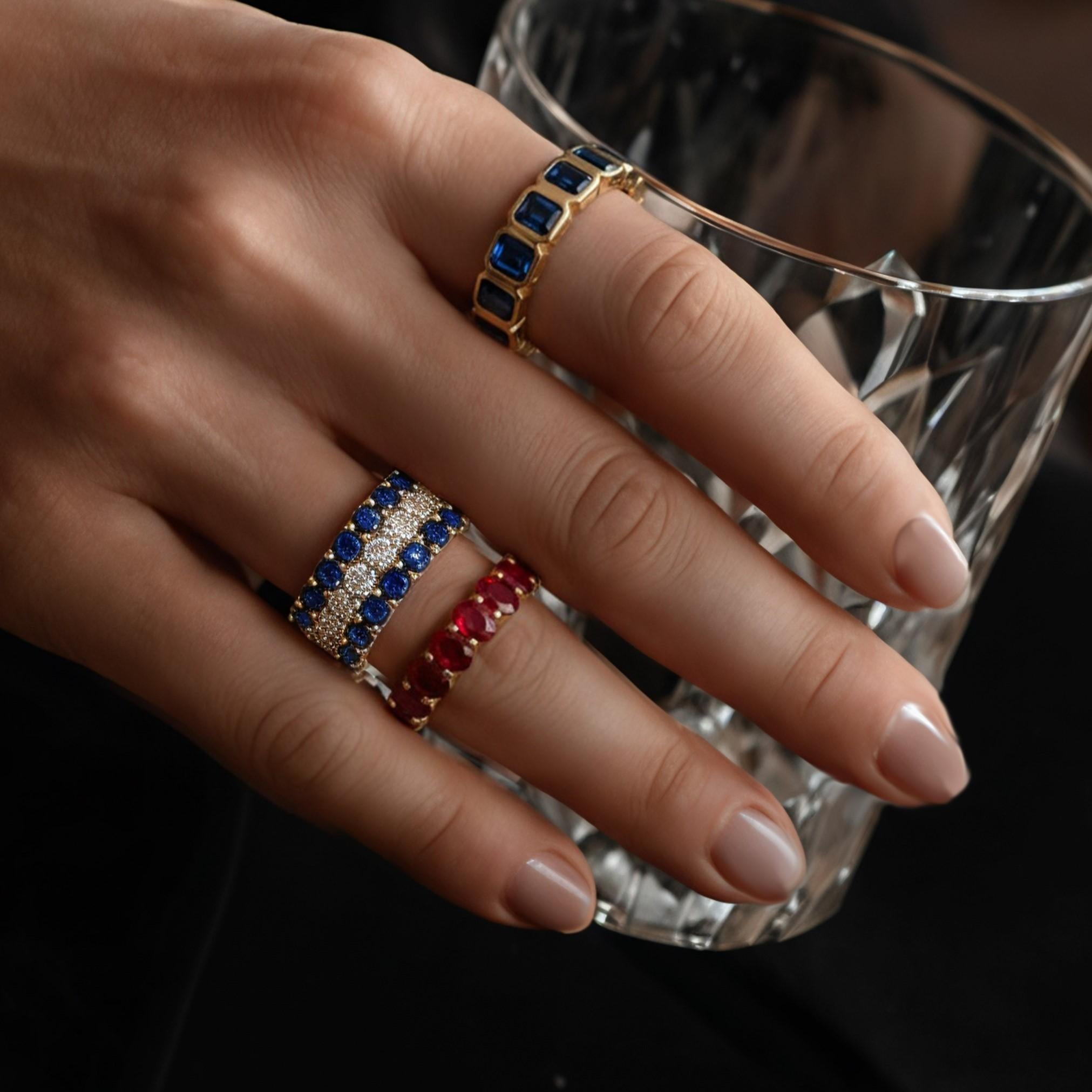 En vente :  Bague d'éternité en or jaune 14K (ou 18k sur demande) avec rubis ovale 3