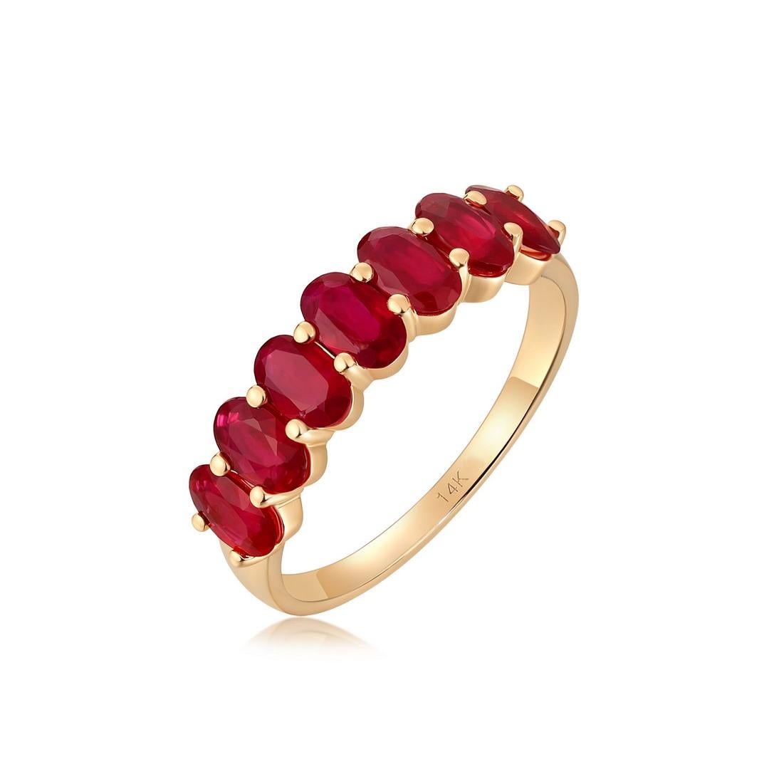 En vente :  Bague d'éternité en or jaune 14K (ou 18k sur demande) avec rubis ovale 4