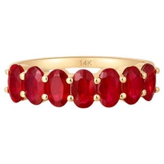 Oval Ruby 14K (or 18k upon request) Yellow Gold Eternity Band Ring