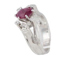Oval Ruby and Diamond Accent Band
