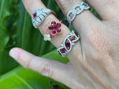 Oval Ruby and Diamond Band Ring 18K
