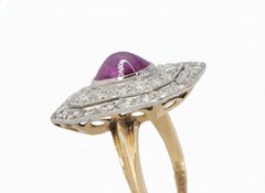 Oval Ruby and Diamond Double Halo Cocktail Ring