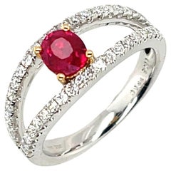 Ruby and Diamond Pave Cocktail Ring in White and Yellow Gold 