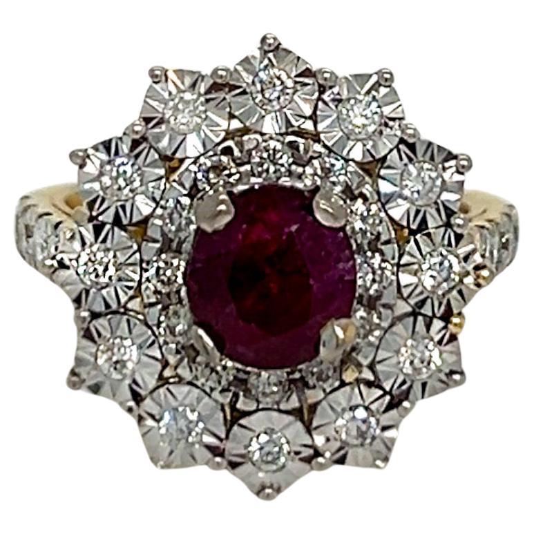 Oval Ruby and Diamond Statement Ring