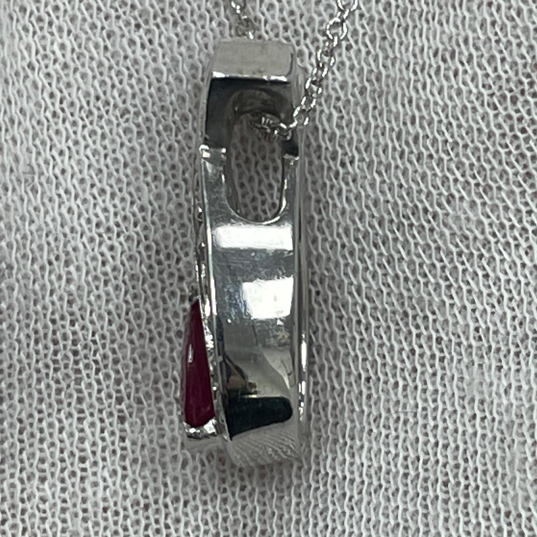 Oval Cut Oval Ruby and Diamond White Gold Pendant For Sale