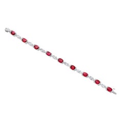 Oval Ruby and Marquise Diamond Bracelet