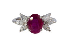 Oval Ruby and Marquise Diamond Butterfly Wing Ring
