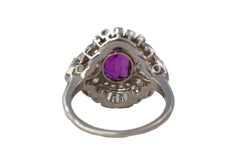 Oval Ruby and Mixed-Cut Diamond Fan Cluster Ring