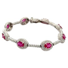 Ovaler Rubin und RBC 126 Diamant Gold Link Vintage Armband