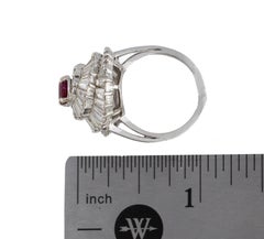 Oval Ruby and Tapered Baguette Diamond Ballerina Ring